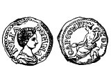 Coin of Julia Domna 173-217. This coin was struck at Jerusalem.